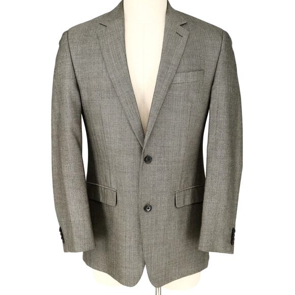 Michael Kors Sport Coat Mens 40L Gray Silk Wool Herringbone Jacket Blazer - Picture 1 of 16